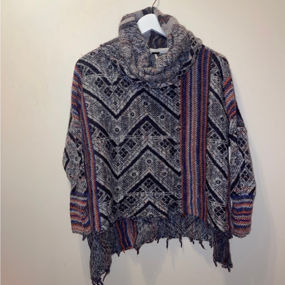 Free People be the one fringe poncho sweater - Picture 2 of 5